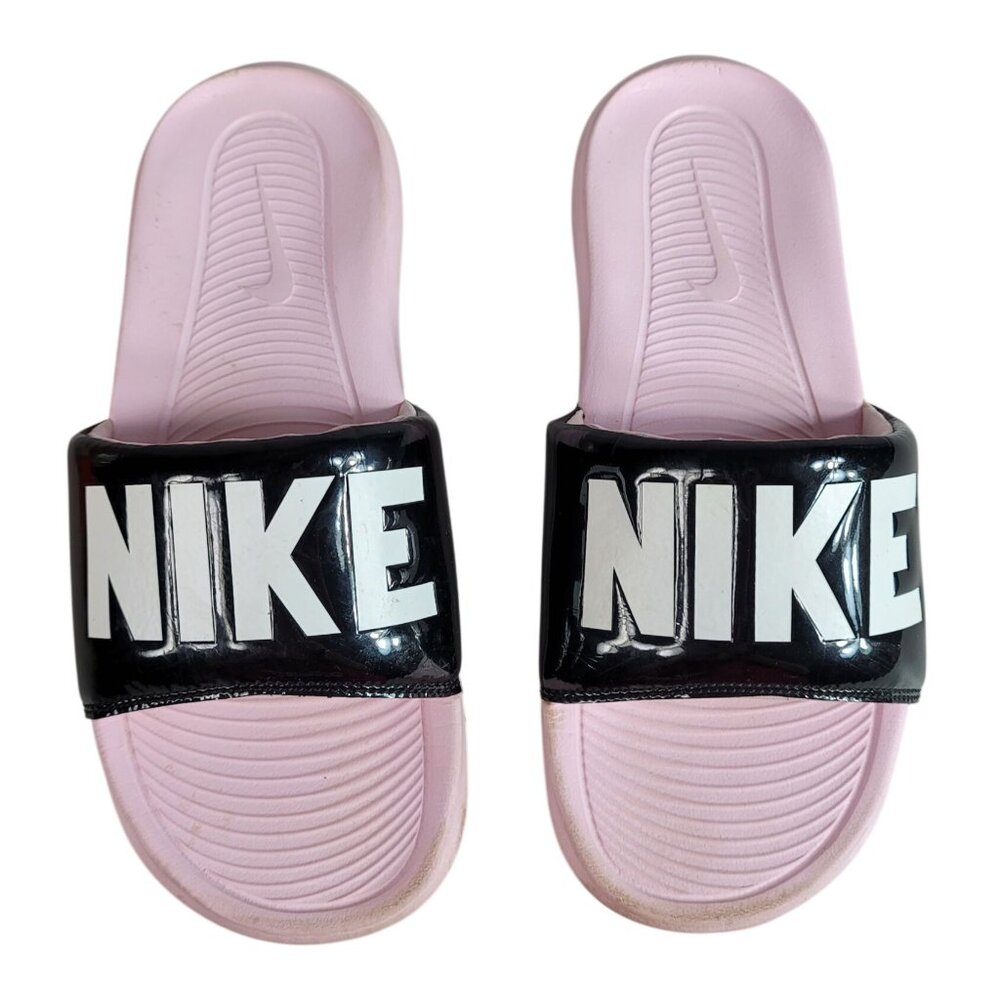 Nike Victori One Foam Slides Flip Flops Black Pink SZ 10 Sandals Logo DR9880-001